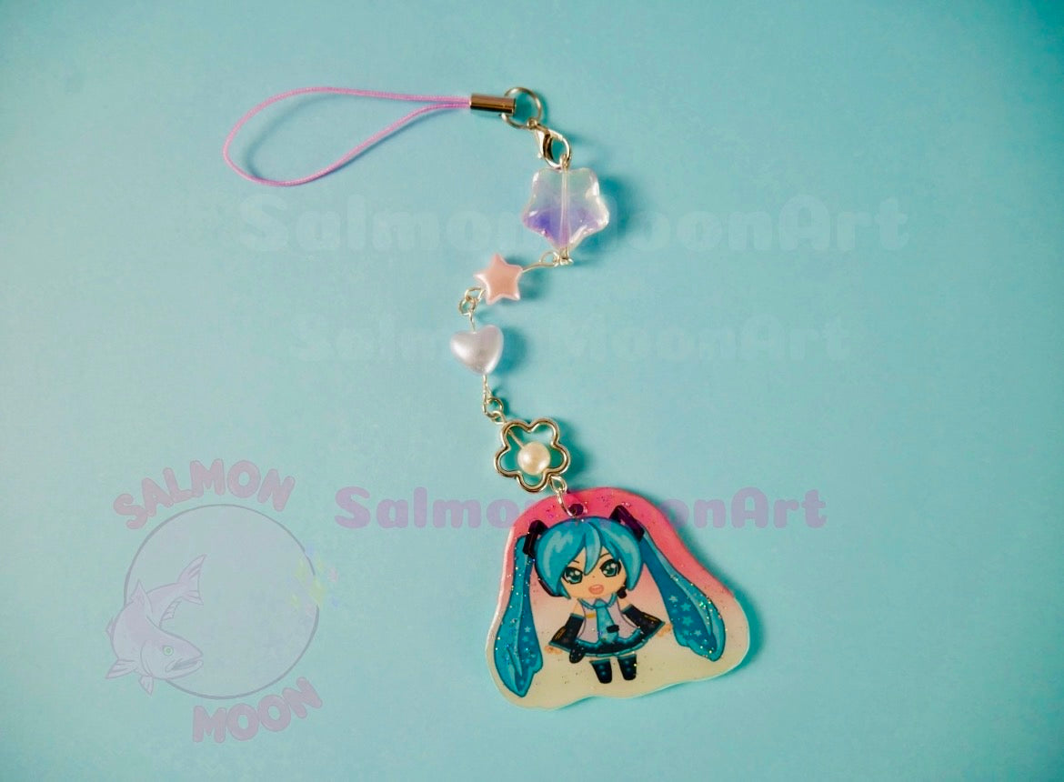 Miku Inspired Phone Charm ˚₊‧꒰ა ☆ ໒꒱ ‧₊˚