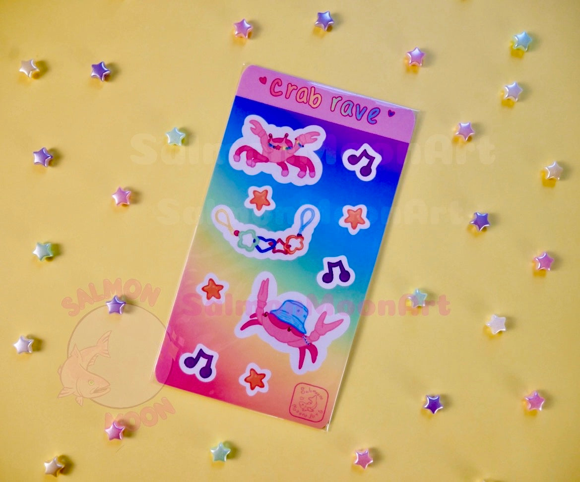 ☆ Crab Rave ☆ 6" x 3" Sticker Sheet