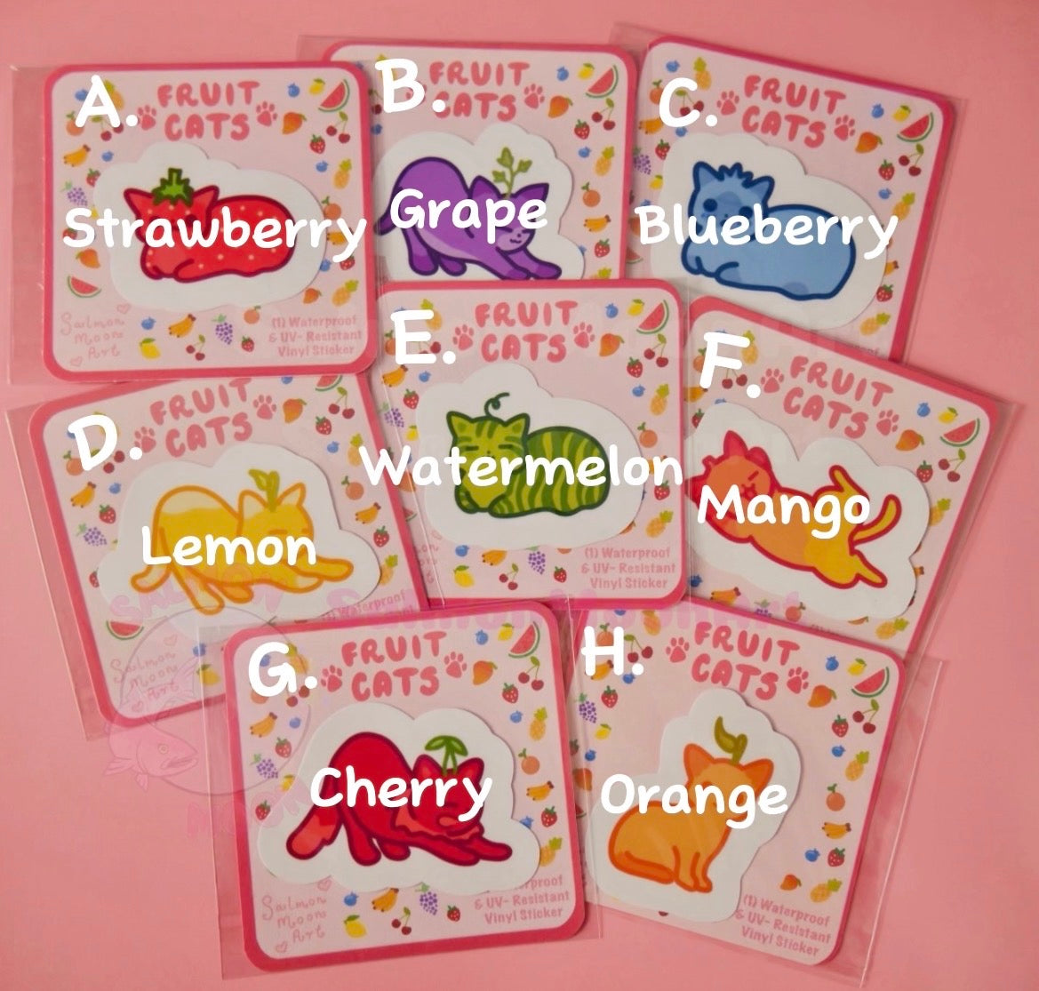 ♡ Fruit Cats ♡ Waterproof Vinyl Stickers